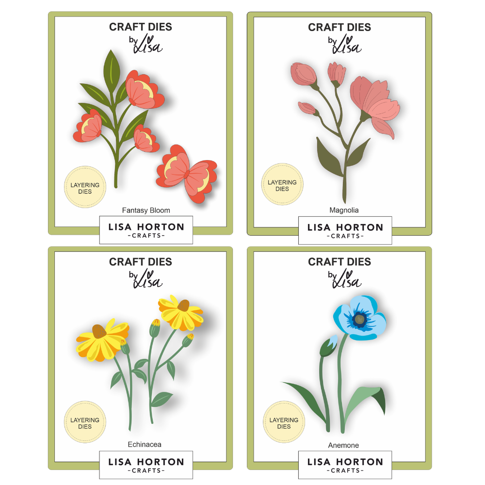 Lisa Horton Crafts Layering Dies - Anemone, Echinacea, Magnolia and Fantasy Blooms